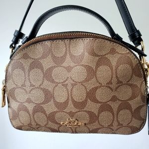 Coach Top Handle Signature Canvas Leather Crossbody Purse Bag Handbag